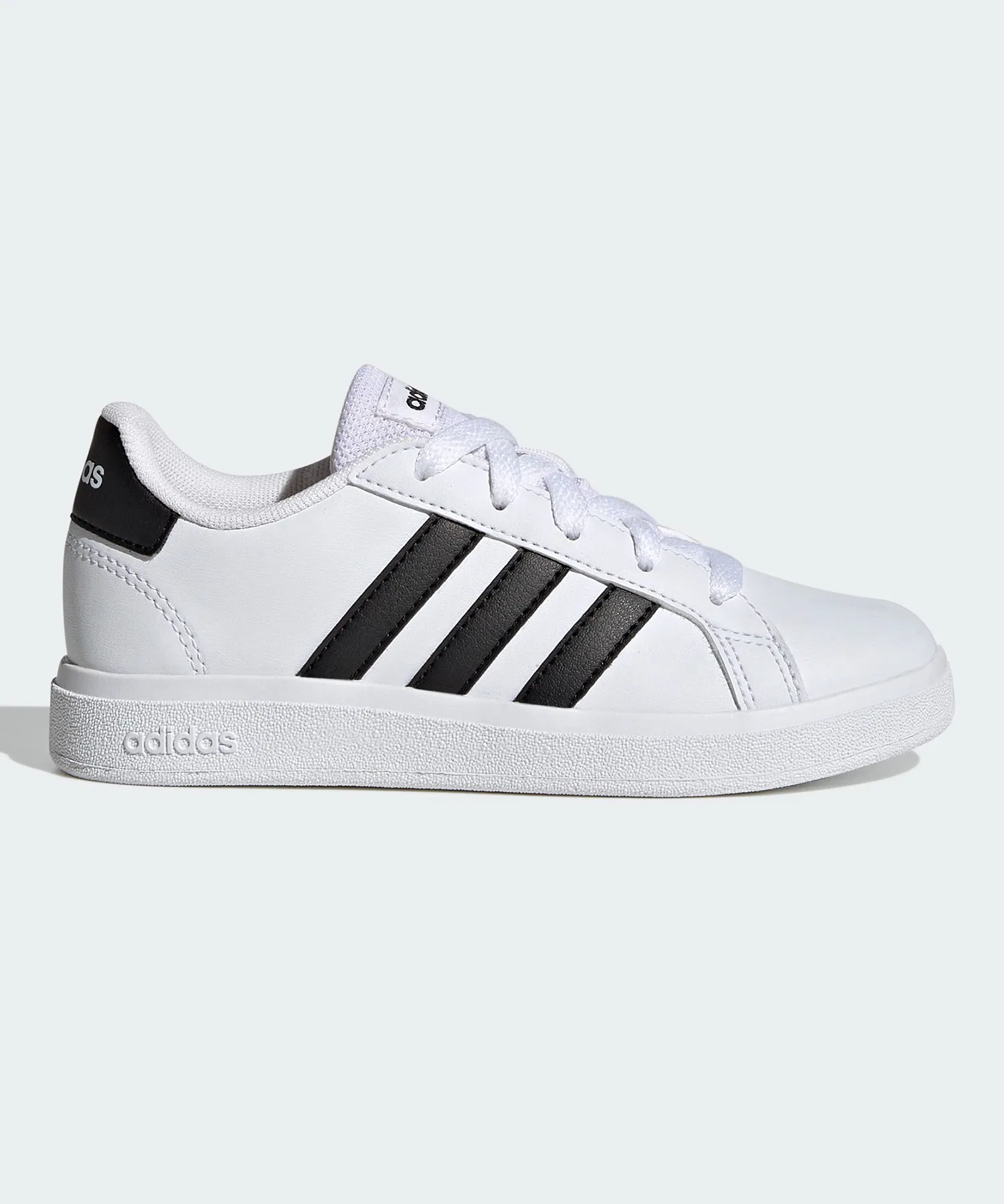 Женские и детские кроссовки adidas GrandCourt из искусственной кожи, чёрно-белые — фото 3