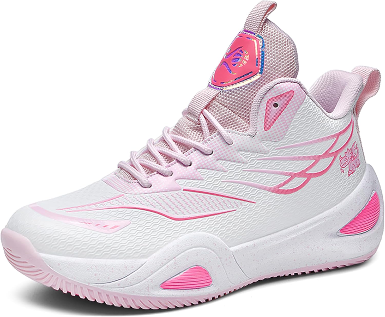 

Мужские баскетбольные кроссовки на высокой подошве с противоскользящей и износостойкой подошвой, кроссовки для бега с граффити-дизайном, модная спортивная обувь Bemygreenbag, белый/розовый