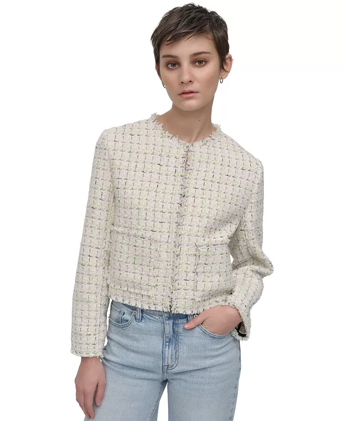 

Женская укороченная куртка с длинными рукавами и потертостями DKNY Jeans, зеленый