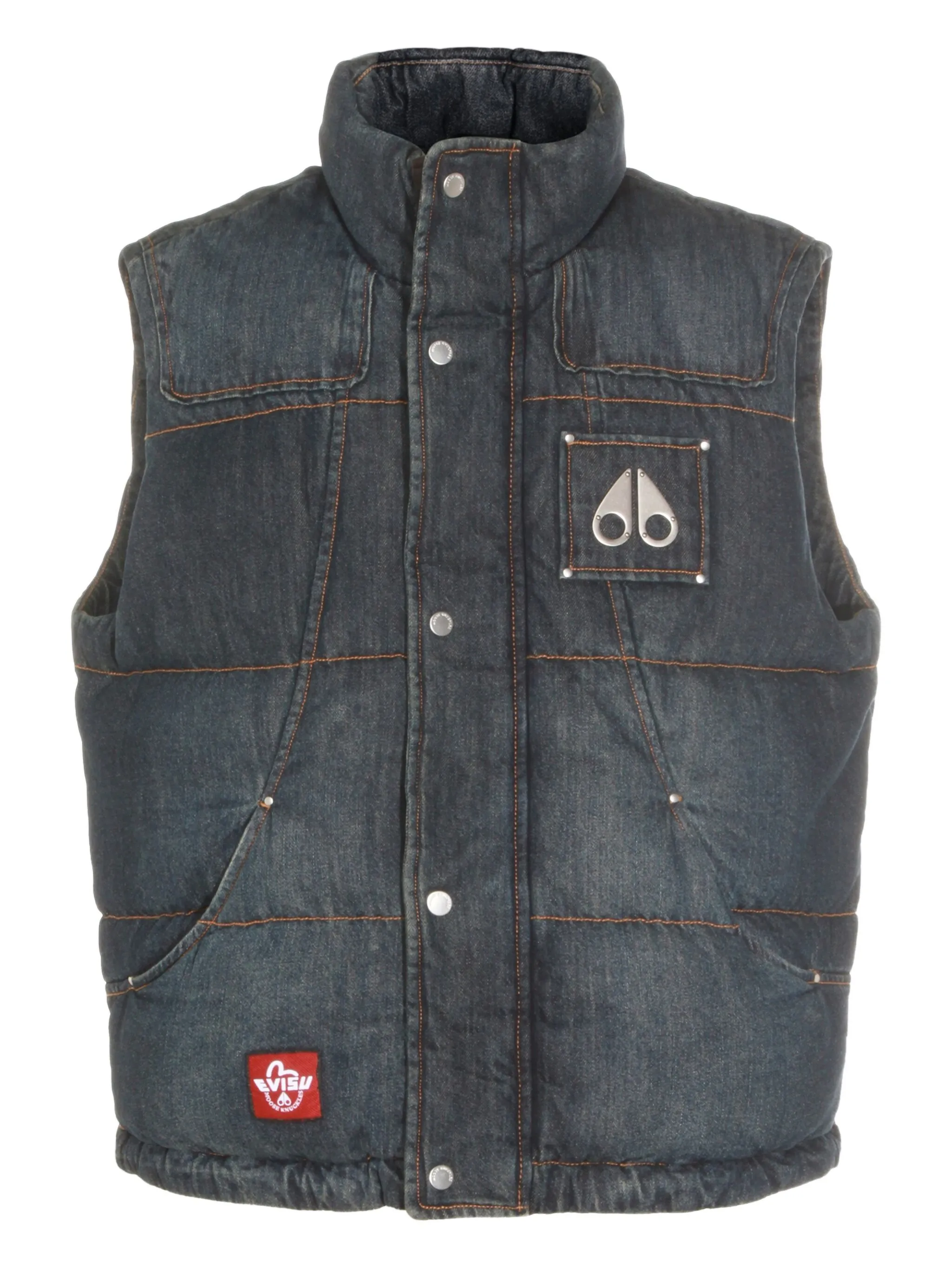 

Дутый жилет с логотипом из коллаборации с Evisu Moose Knuckles, синий