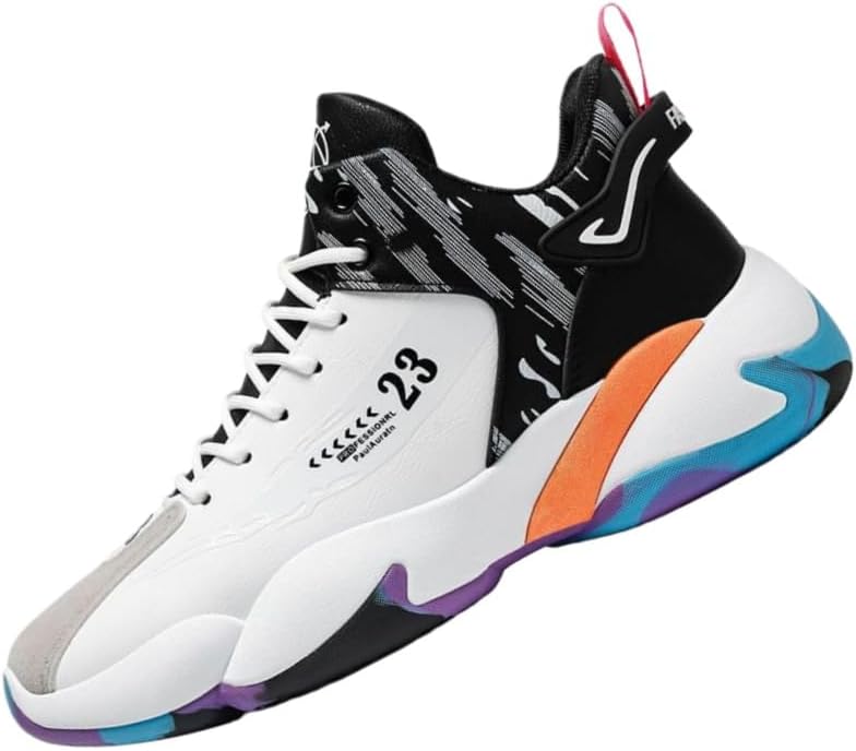 

Модные высокие баскетбольные кроссовки для бега, тренировок, прогулок и повседневной носки. Дышащие и удобные. Противоскользящие и прочные Fmshi, белый/черный