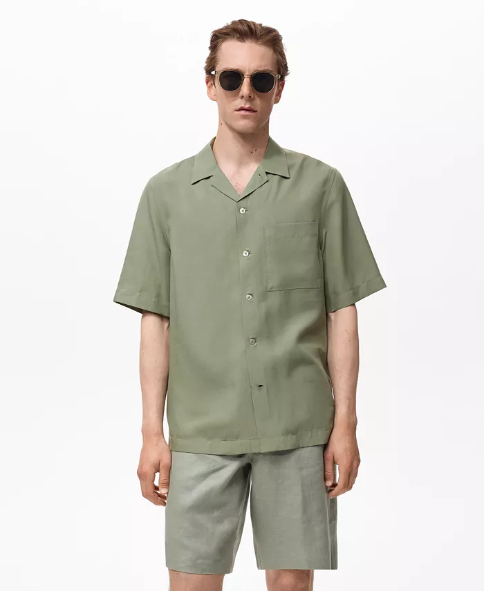 

Мужская рубашка Regular-Fit из лиоцелла Mango, зеленый