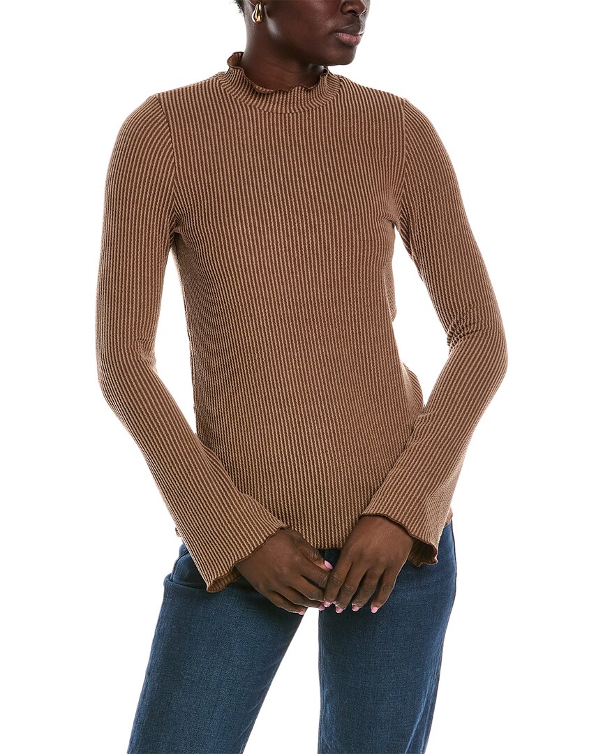 

Топ Brook + Lynn Squiggle Rib Mock Neck, коричневый