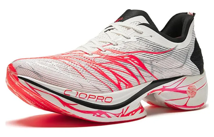 ANTA C10 Pro Fabric Cushioning Slip Resistant Low top Nitrogen Technology марафонские беговые кроссовки мужские белые красные — фото 3