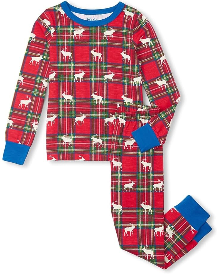 

Свитер Hatley Kids Elk Plaid Stretch Cotton Pajama Set, красный