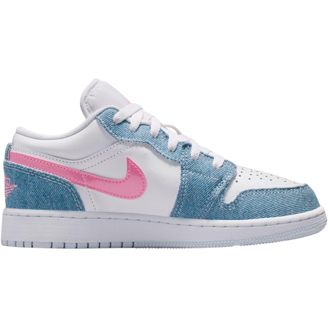 Jordan Air 1 противоскользящие износостойкие низкие детские баскетбольные кроссовки white blue для подростков — фото 3