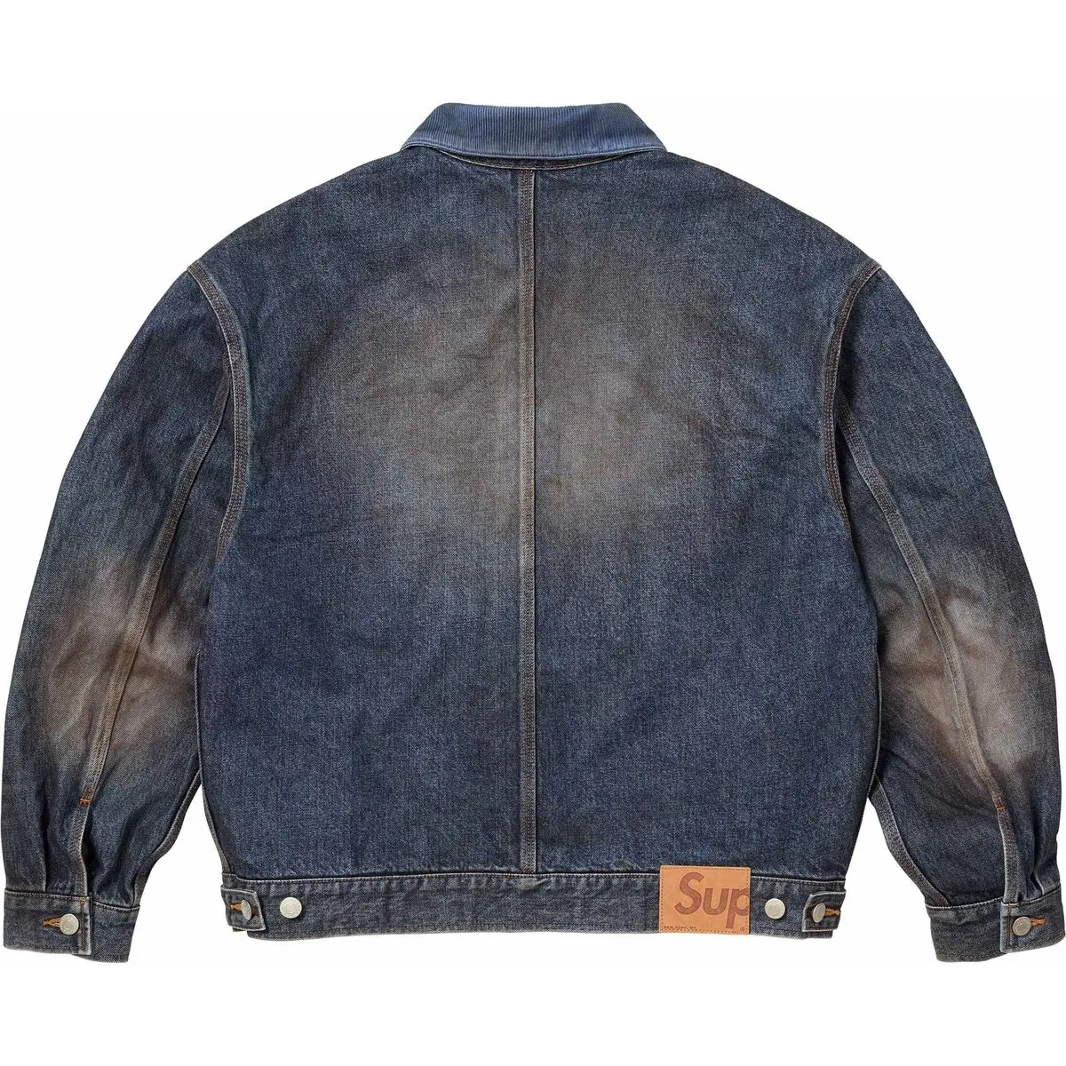 Supreme Фирменная потертая куртка тракер унисекс, Washed Indigo/Washed Indigo — фото 4