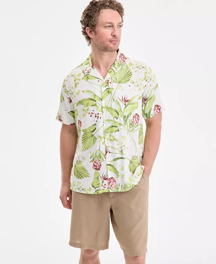 

Мужская классическая рубашка-кемп с цветочным принтом и пуговицами Elevated Kurt Regular-Fit Club Room, белый