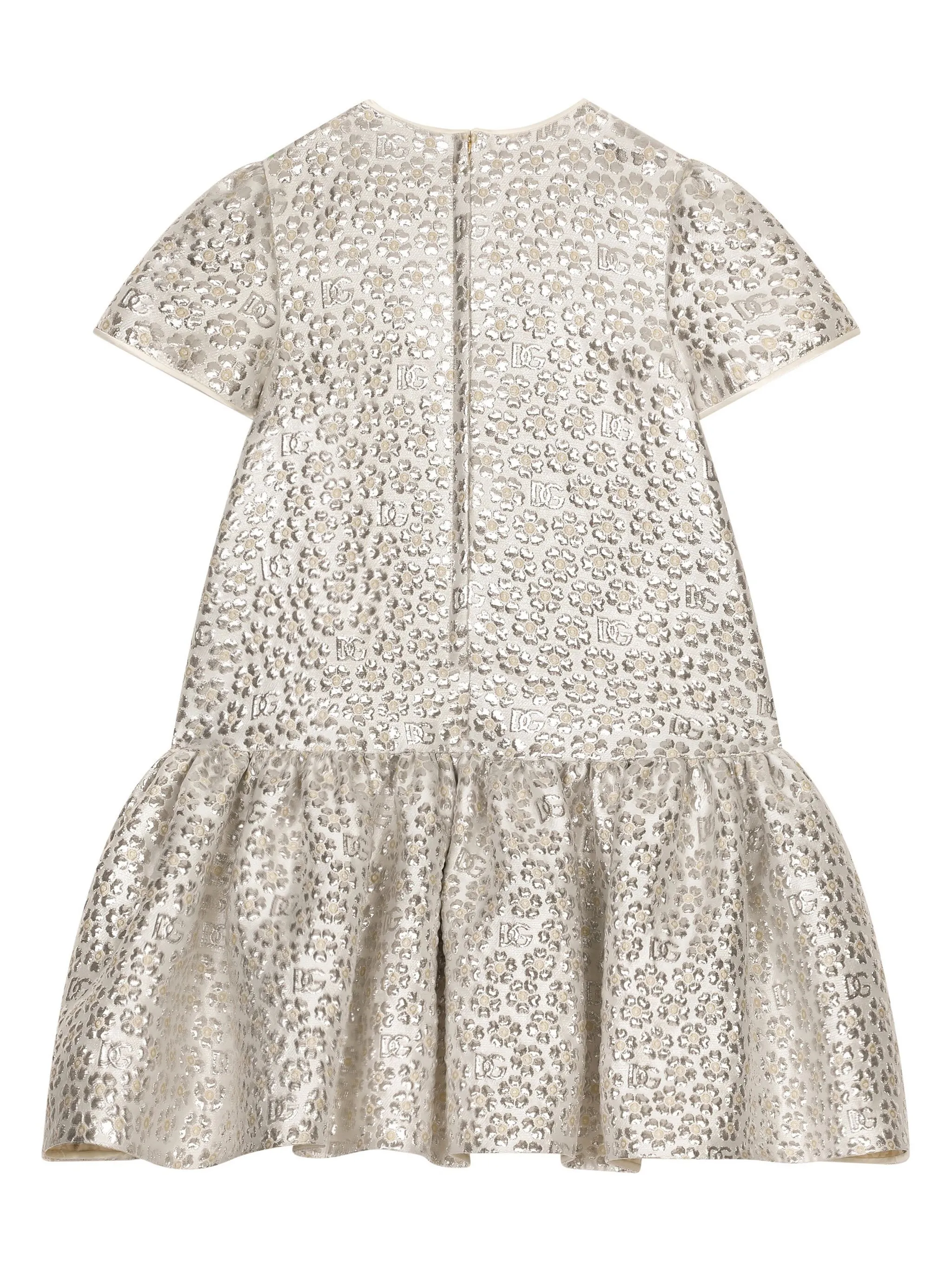 Жаккардовое платье с узором Dolce & Gabbana Kids, серебристый — фото 2