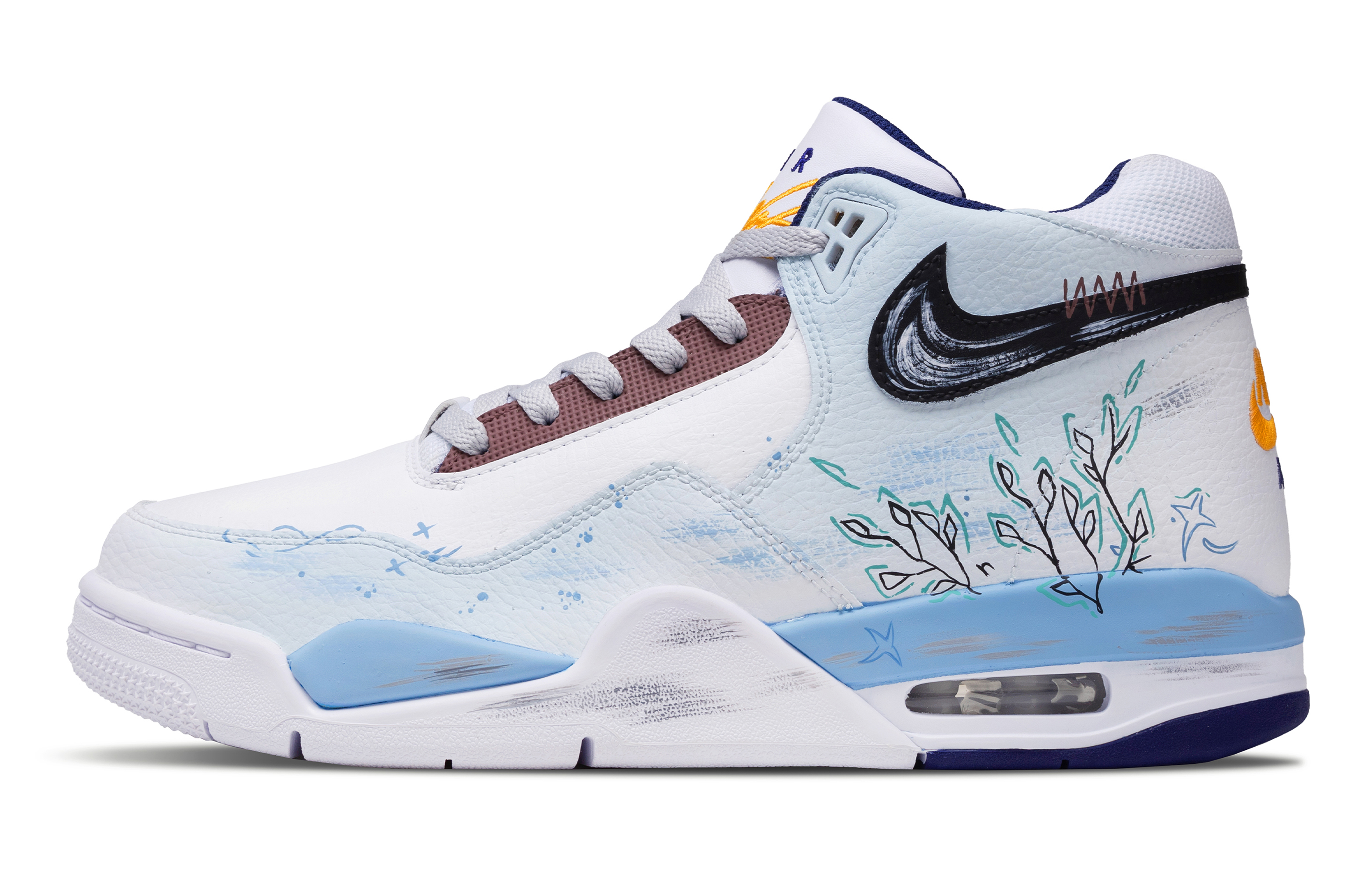 

Nike Баскетбольные кроссовки Flight Legacy Vintage, мужские, средний размер, белые/синие/коричневые