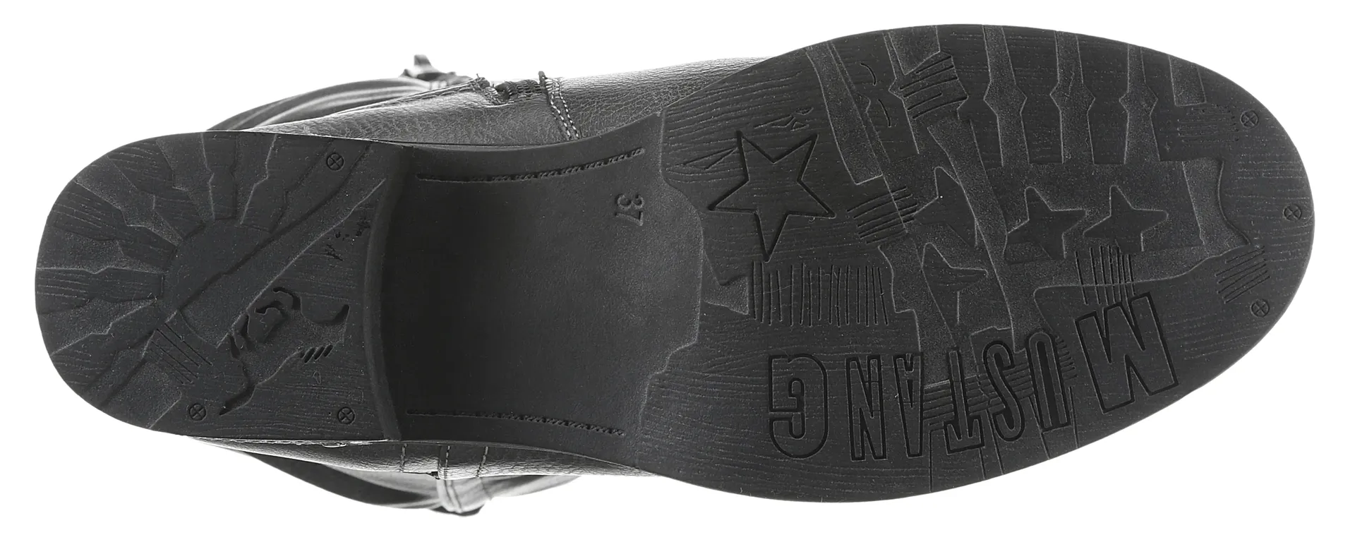 Зимние ботинки Mustang Shoes, ботинки с длинным голенищем, блочный каблук, с рюшами на голенище с напуском, серый — фото 4
