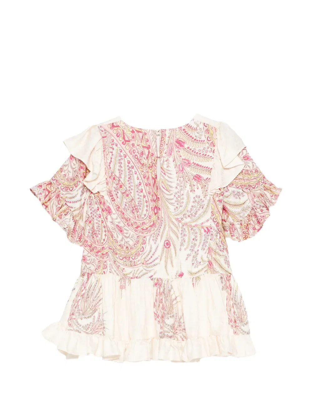 Блузка с оборками и узором пейсли Etro Kids, нейтральный — фото 2