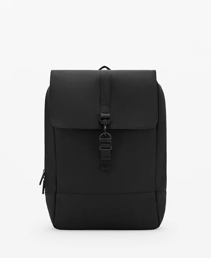 

Мужской рюкзак с резиновым клапаном на застежке Mango, черный