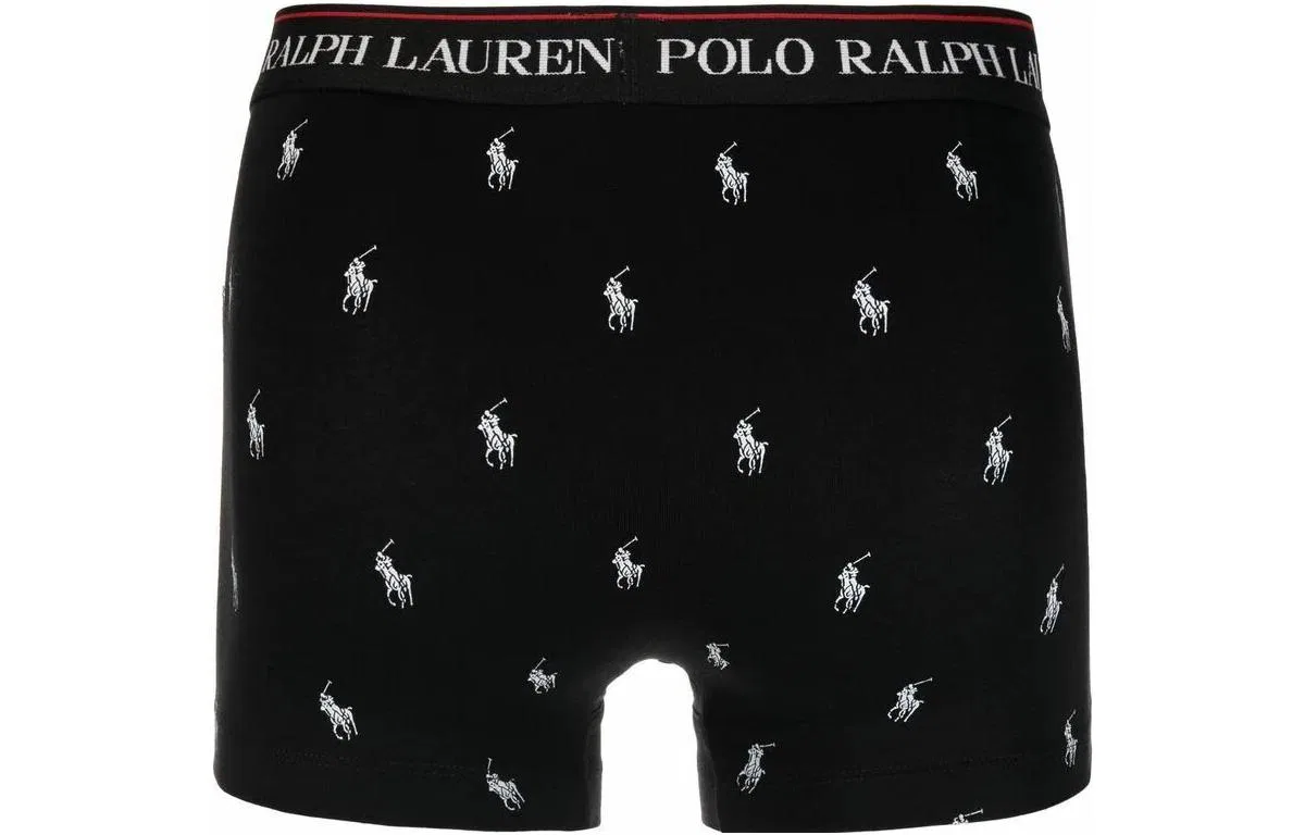 Трусы боксеры 3 шт. Polo Ralph Lauren черный+принт+полоска — фото 4