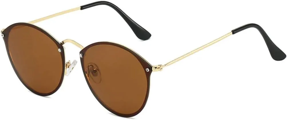 

Классические винтажные солнцезащитные очки неправильной формы круглой формы для женщин и мужчин, в стиле панк, популярные металлические зеркальные очки VVTWSSW, Tea