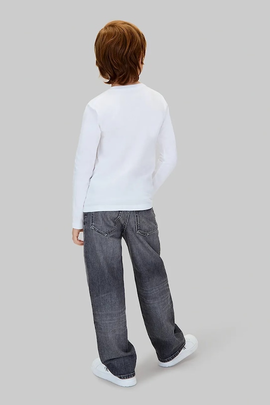 Детская хлопковая кофта с длинным рукавом Calvin Klein Jeans, белый — фото 4