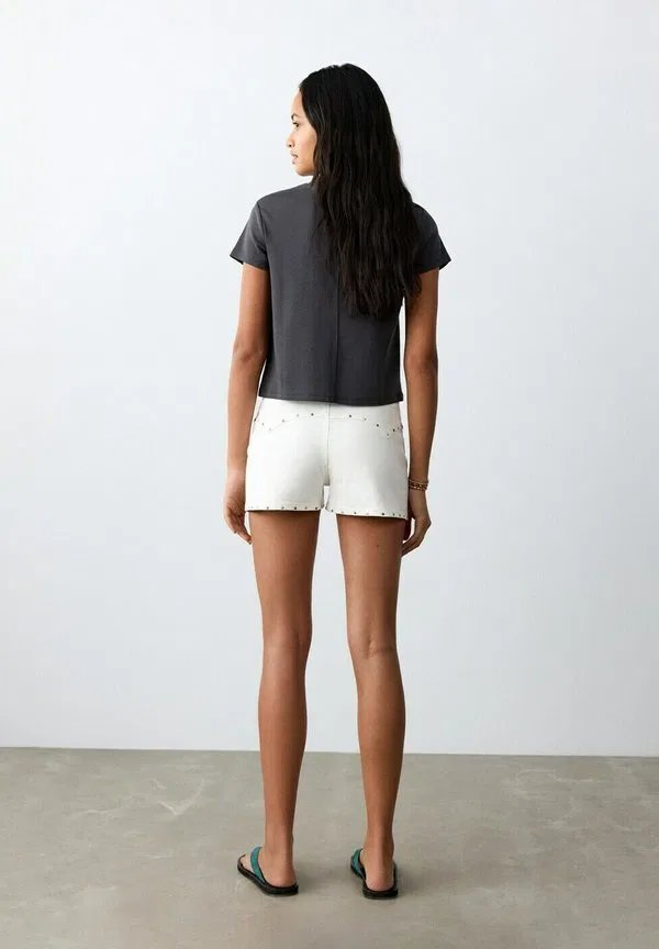 Подростковые джинсовые шорты кремового цвета Mango Kids, Off-White — фото 3