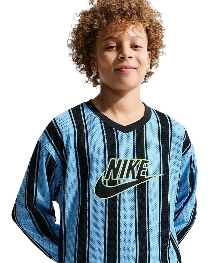 Детская полосатая толстовка с длинными рукавами для мальчиков 4-20 лет Nike, university синий/черный — фото 2