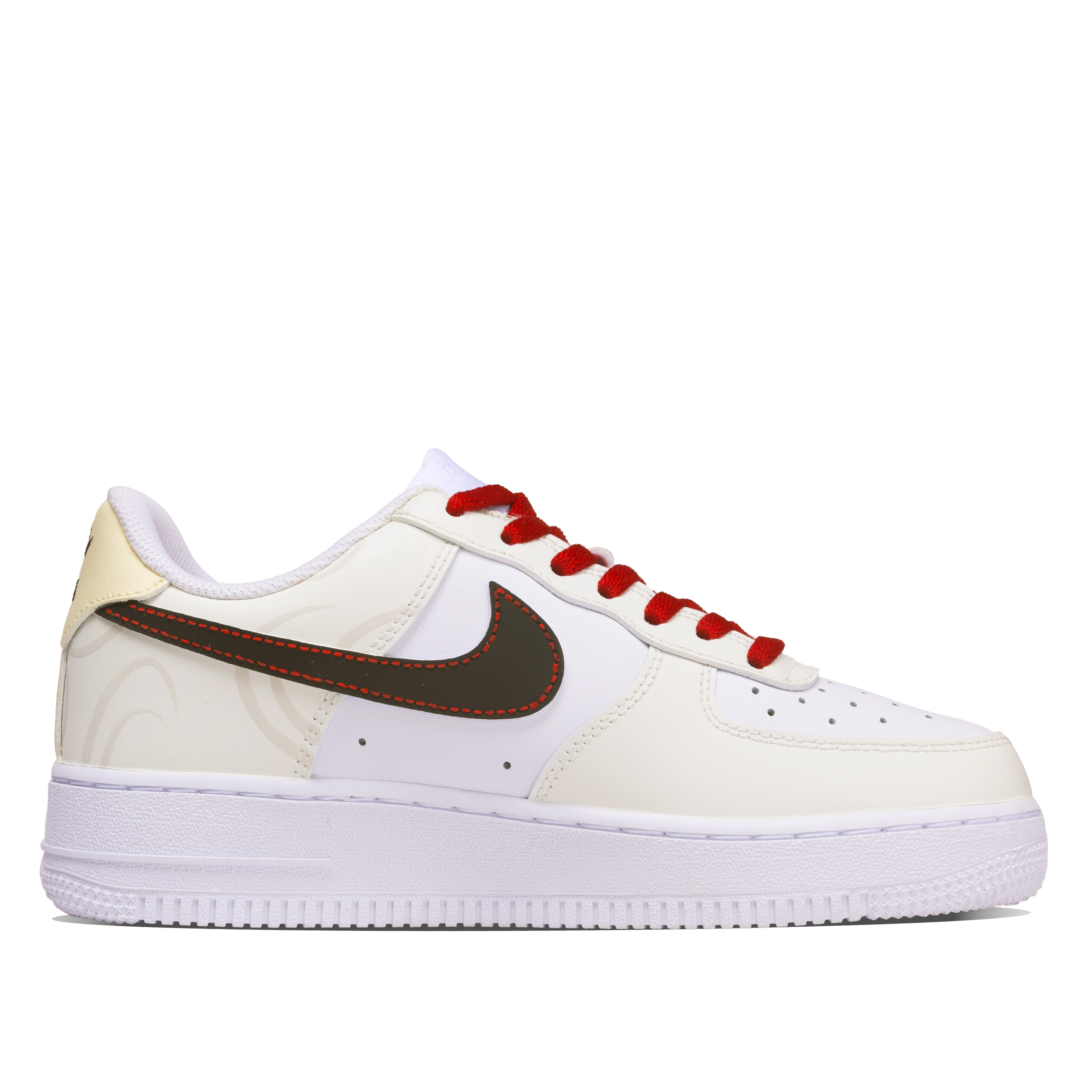 Кроссовки Air Force 1 Blessing Of A Thousand Blessings Leather Abrasion Resistant Slip Resistant Low top Skateboard Nike, бежевый белый красный — фото 3