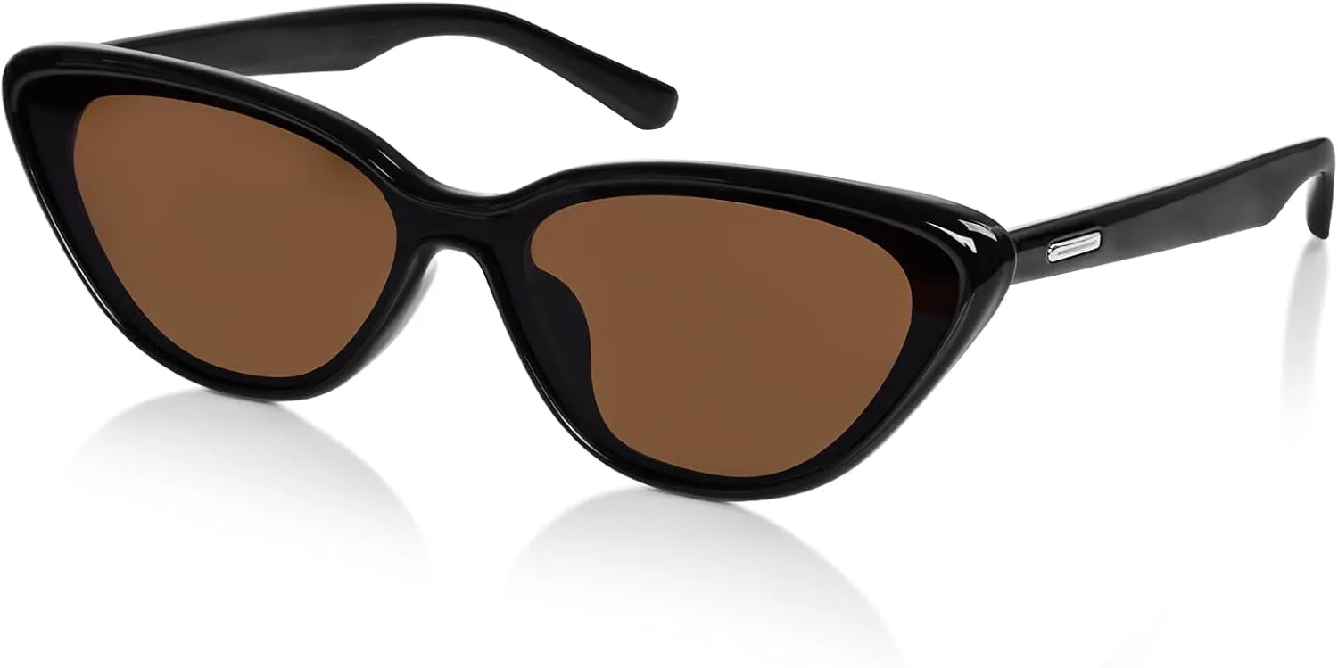 

Поляризованные солнцезащитные очки «кошачий глаз» для женщин, TR90, винтажная ретро-оправа UV400, модные солнцезащитные очки для вождения VEDAOHO, Black Brown