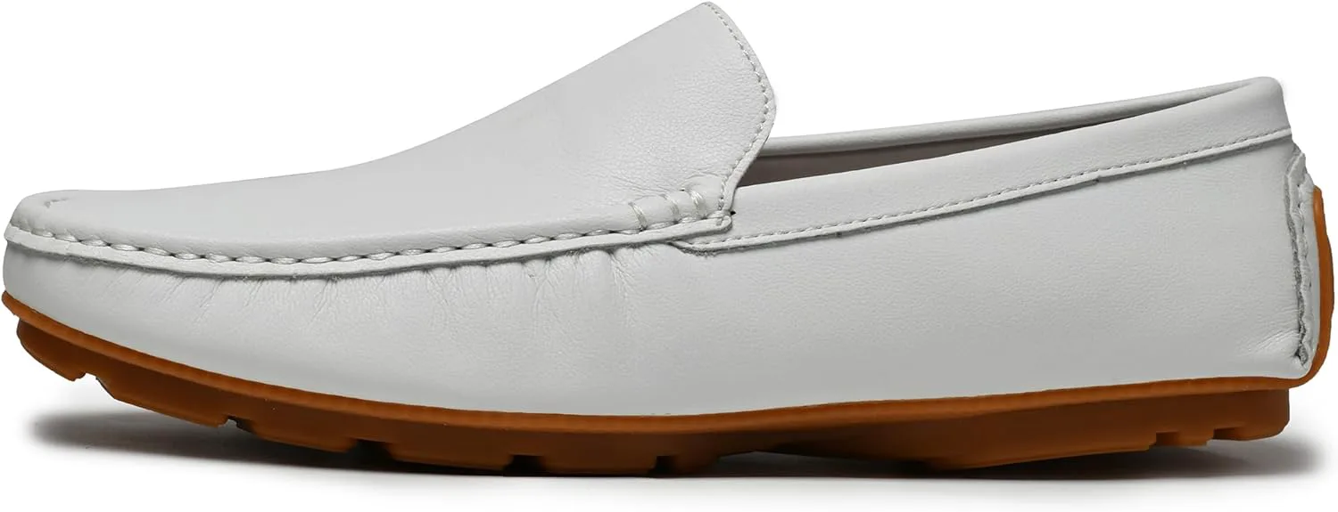 Мужские туфли JIONS Penny Loafers из кожи, мокасины для вождения, слипоны, формальные ботинки, белый — фото 4