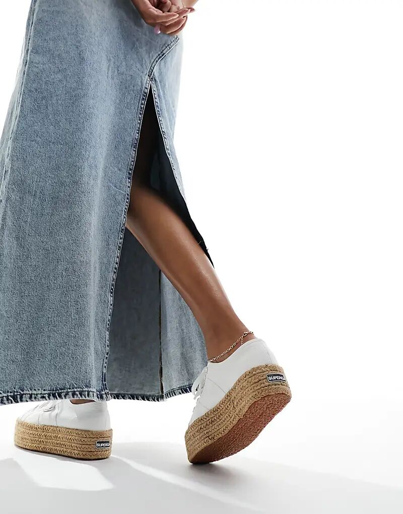 Кроссовки-эспадрильи Superga 2790 белого цвета на плоской подошве — фото 4