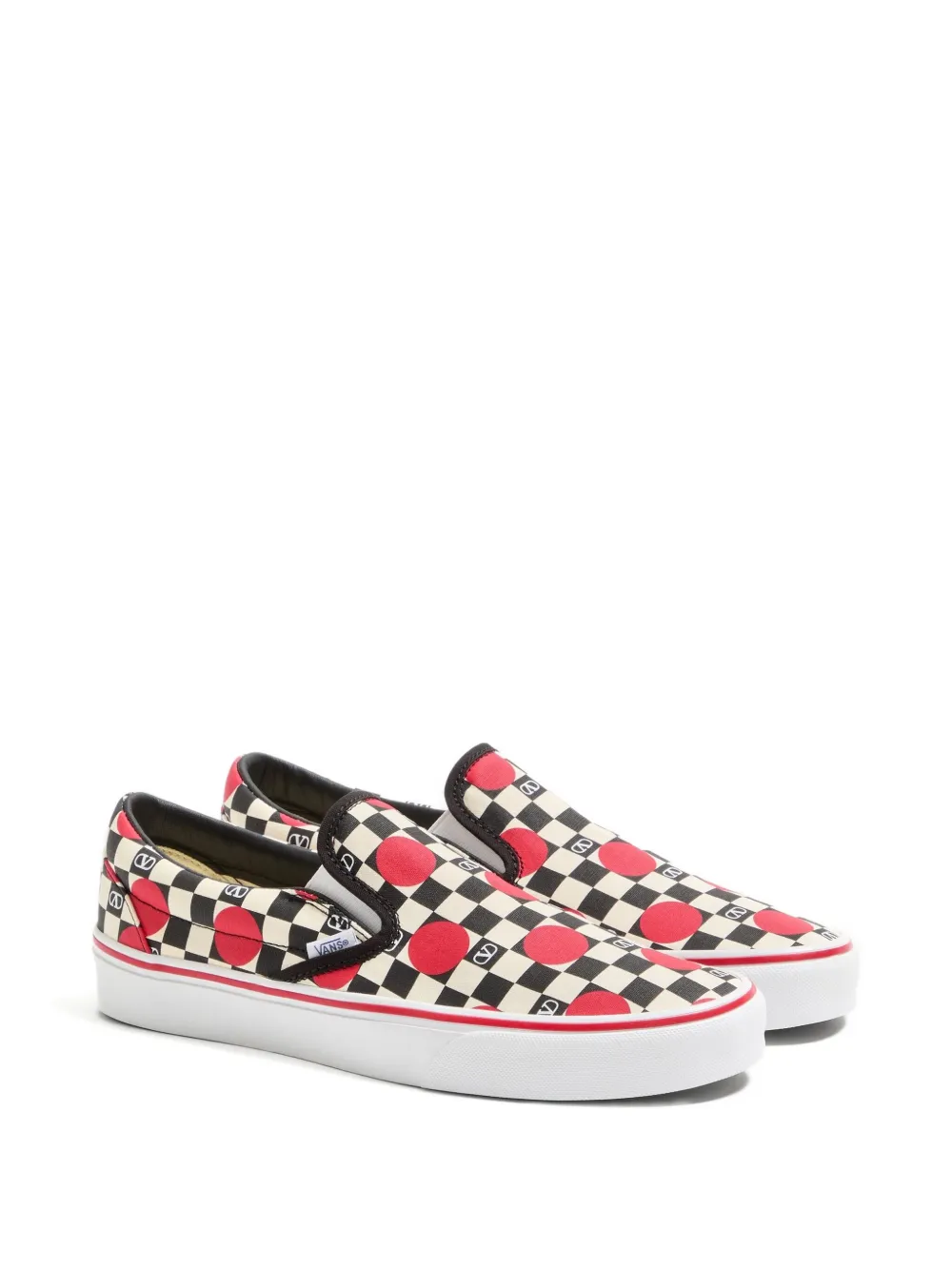 Слипоны в клетку с логотипом vlogo из коллаборации с vans VALENTINO GARAVANI, черный — фото 2