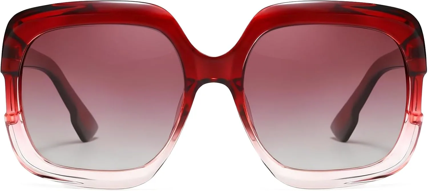 

Винтажные солнцезащитные очки Chicid большого размера для женщин, ретро-очки квадратной формы с защитой от УФ-излучения UV400, A02 Gradient Red/Gradient Pink