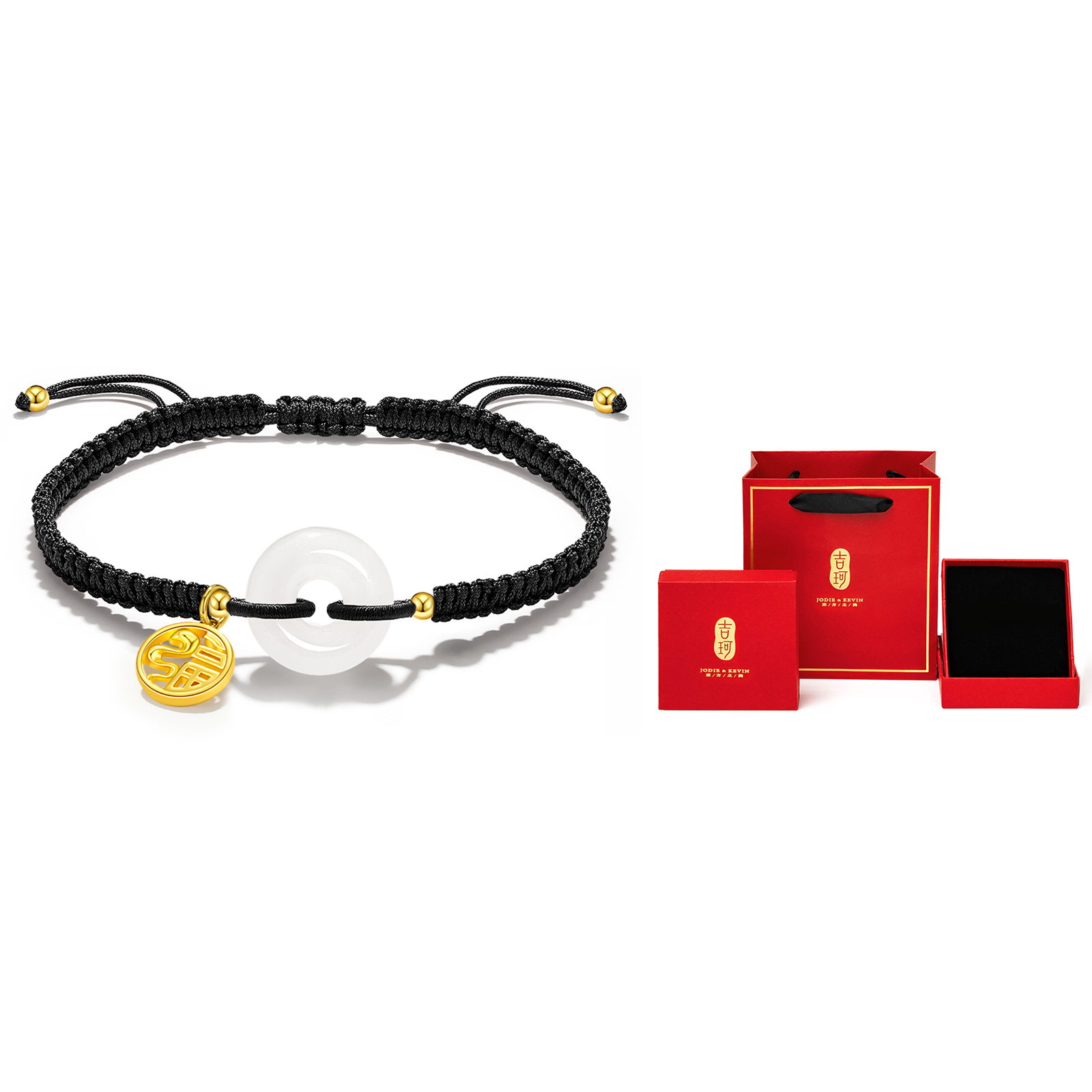 

Jodie＆Kevin Браслет из халцедона Jodie&Kevin на черном шнуре унисекс