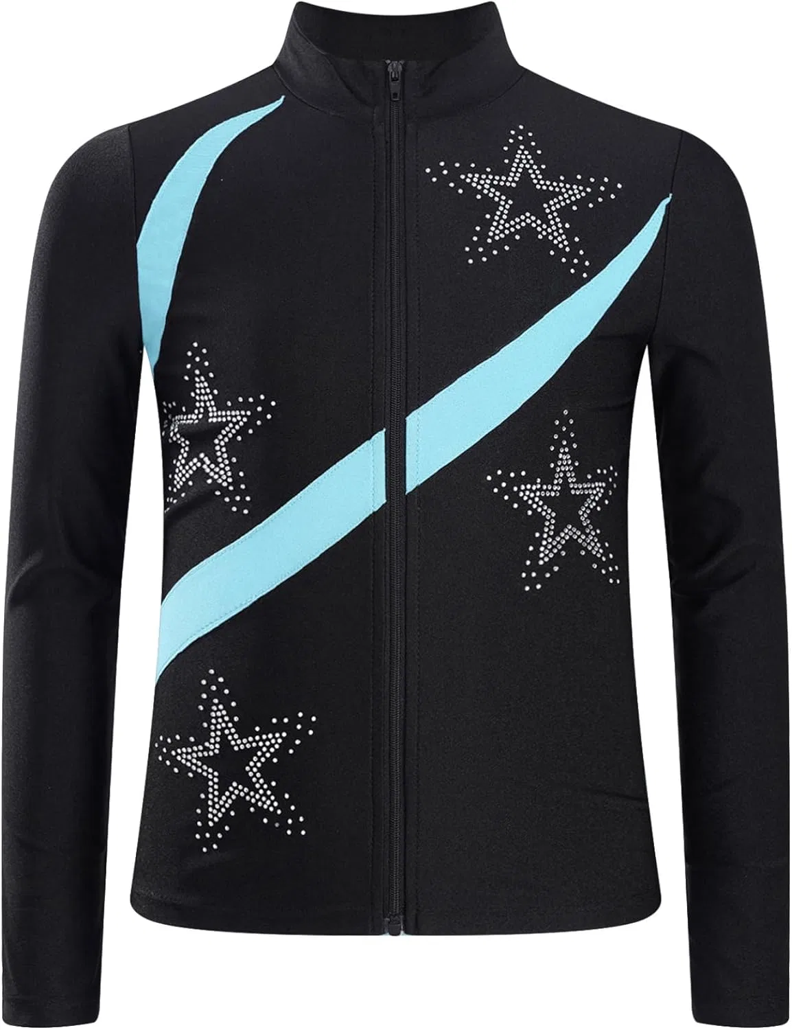 Детская куртка для фигурного катания с блестками Miaeowve Light Blue