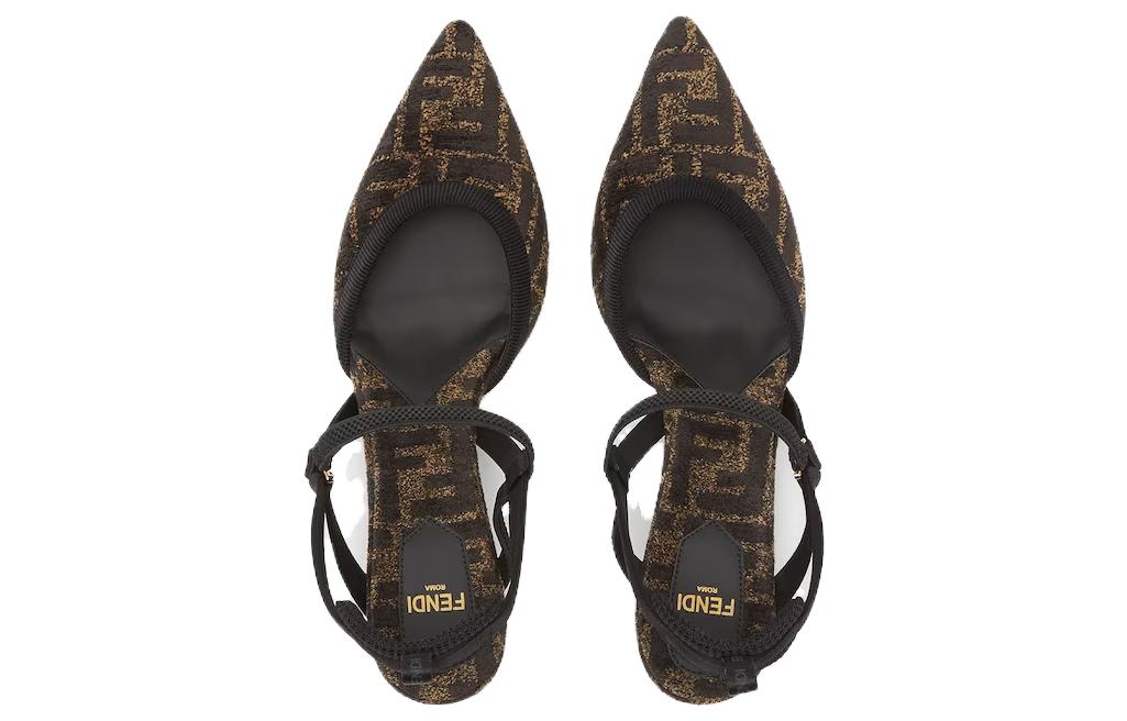 Monogram Jacquard Slingback Pumps FENDI, черный — фото 2