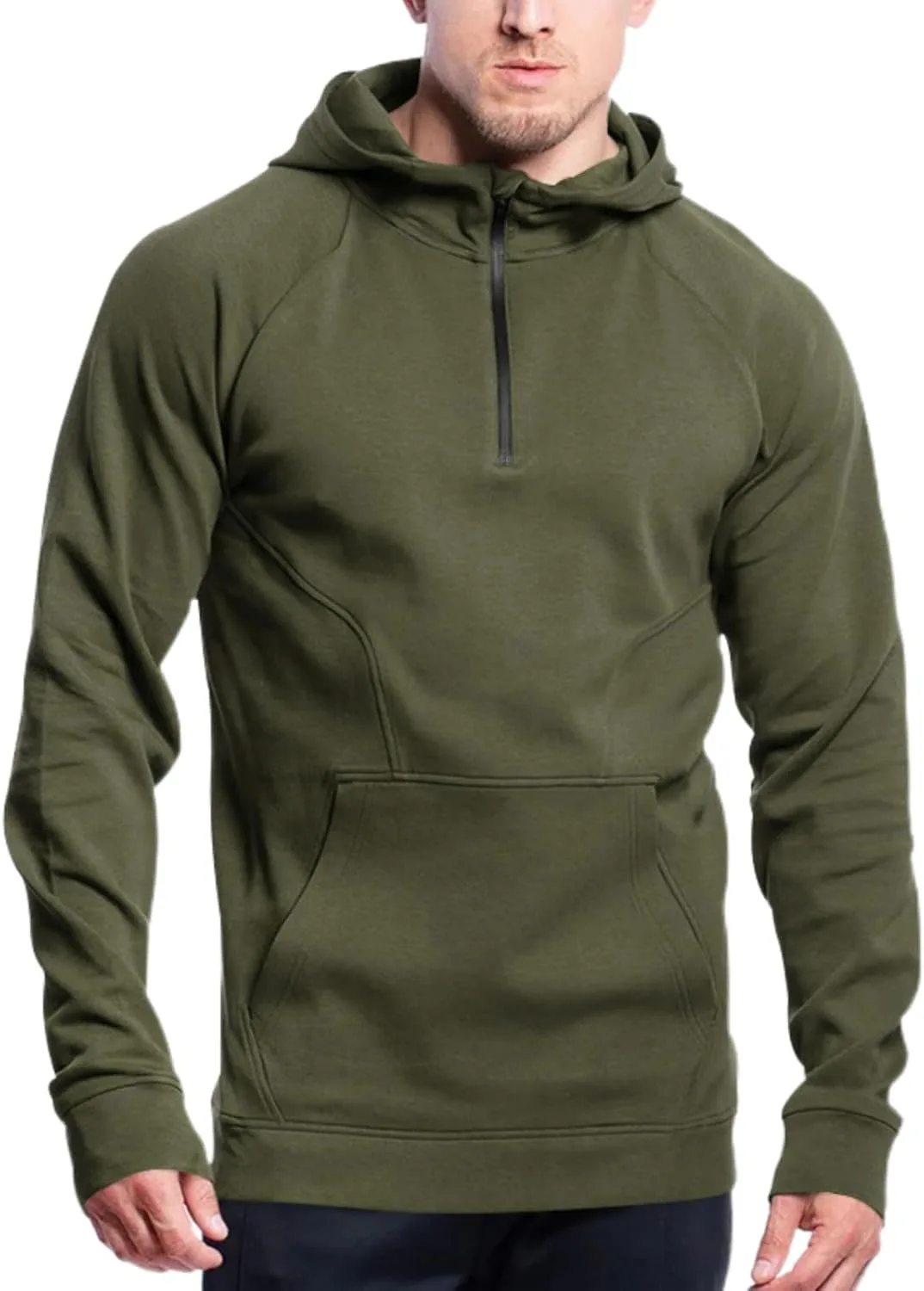 

Мужской худи с капюшоном и карманом, Casual, Long Sleeve, Cotton, Quarter Zip Asamqu