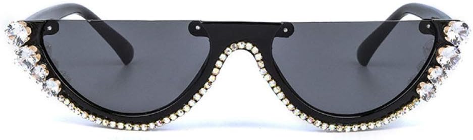 

Модные солнцезащитные очки с полуободковой оправой, украшенные стразами, для женщин, персонализированные очки «кошачий глаз» с бриллиантами, солнцезащитные очки UV400 MTZJH, Black