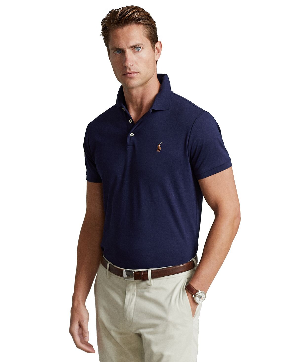 

Мужская рубашка-поло из мягкого хлопка приталенного кроя Polo Ralph Lauren
