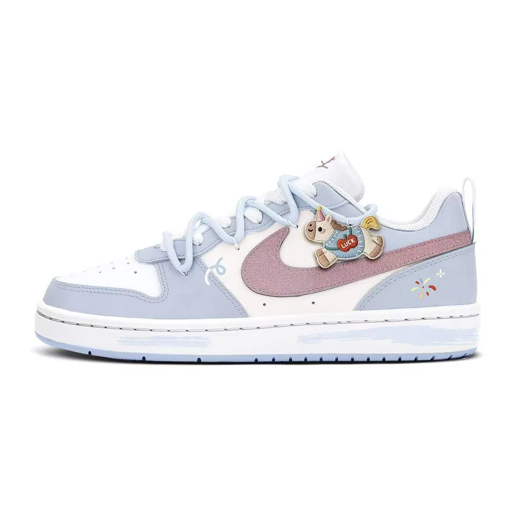 Кроссовки детские для скейтбординга Court Borough Labuma Leather Slip Resistant Low top Light Blue Unisex Nike, Light Cyan — фото 3