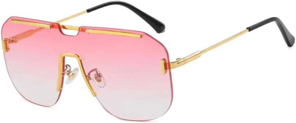 

Крупные солнцезащитные очки в широкой оправе без ободка для женщин, ретро-градиентные, модные металлические солнцезащитные очки для мужчин, защита от УФ-излучения UV400 SZVVBKK, Pink