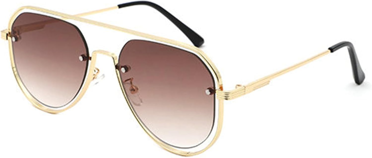 

Полые металлические солнцезащитные очки-пилот с двойной перемычкой, женские модные градиентные очки с защитой от УФ-излучения UV400, мужские коричневые солнцезащитные очки S68 helena, C2