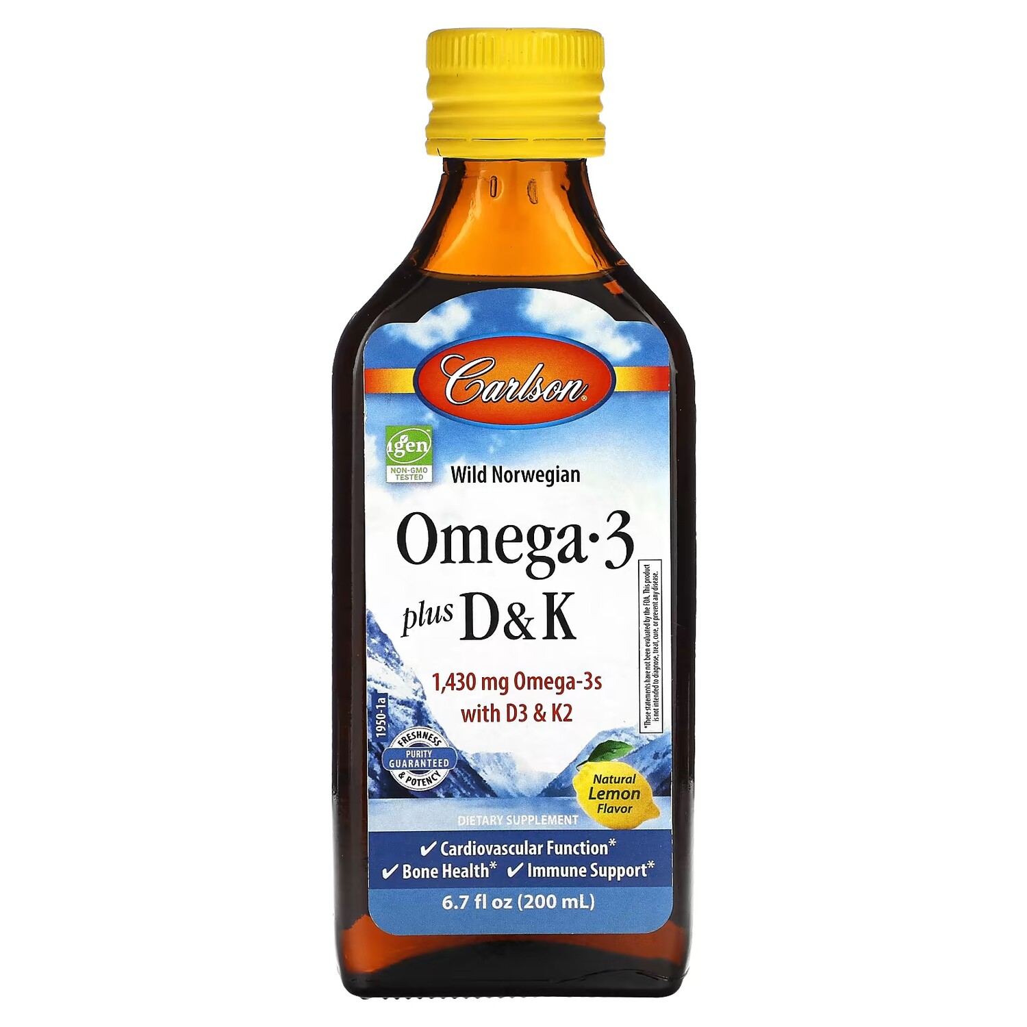 

Добавка Carlson Omega 3 Plus D & K Natural Lemon 1430 мг, 200 мл