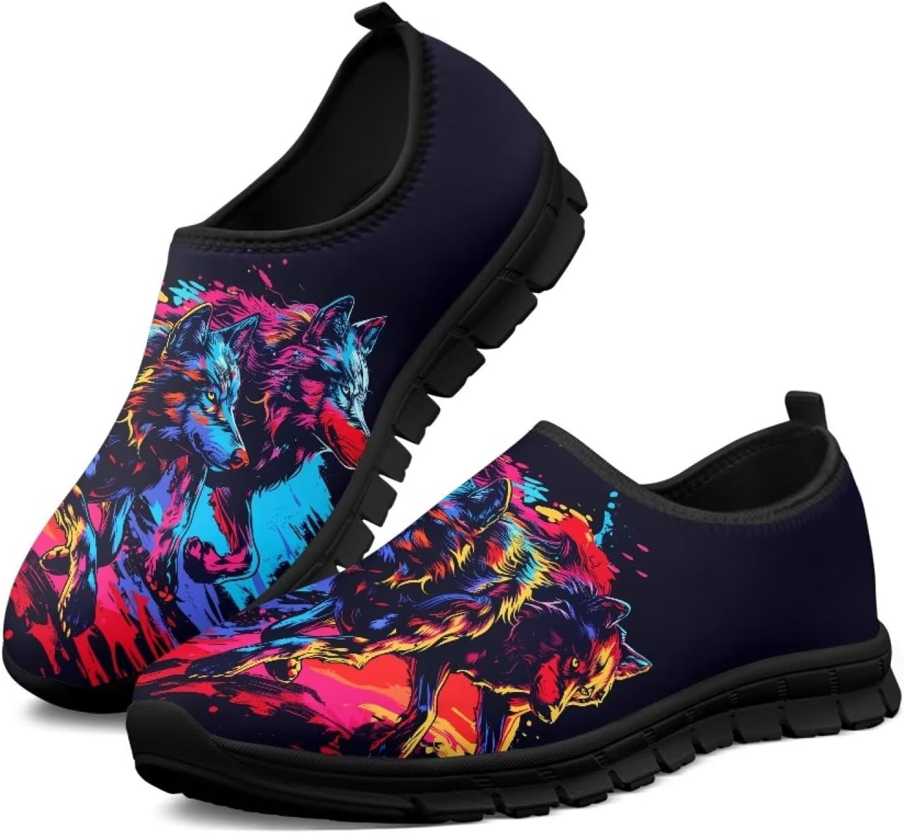 

Кроссовки для мужчин Hresuewn, модные, удобные, с нескользящей подошвой, спортивные с комфортной стелькой для тренировок и прогулок, Colorful Wolf