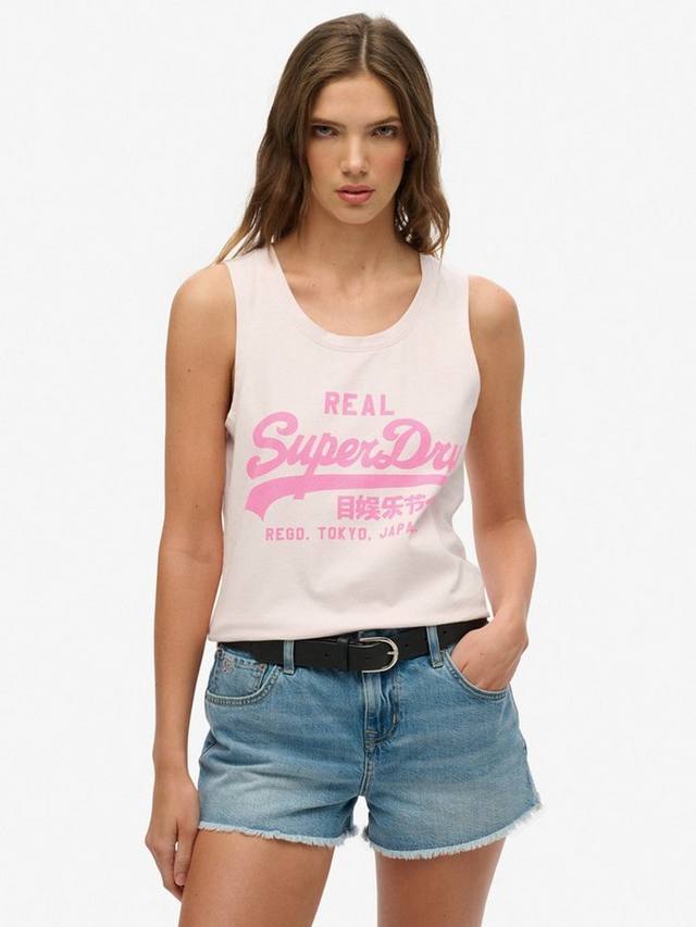 

Винтажный логотип неоновая майка с круглым вырезом Superdry, Cradle Pink