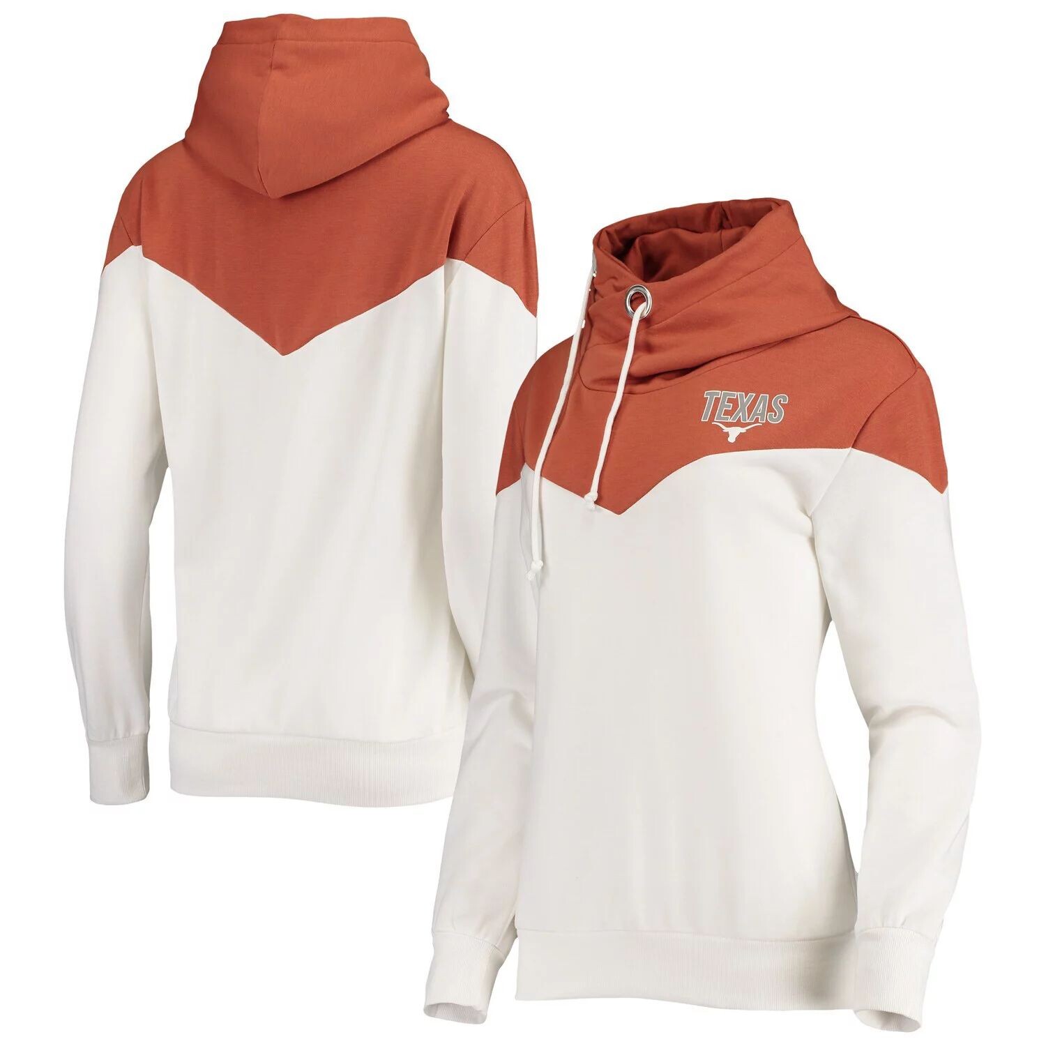 

Женский пуловер с капюшоном Gameday Couture белого/техасского оранжевого цвета Texas Longhorns Old School Arrow Blocked с воротником-хомутом, пуловер из трех смесей с капюшоном, Оранжевый, Женский пуловер с капюшоном Gameday Couture белого/техасского оран