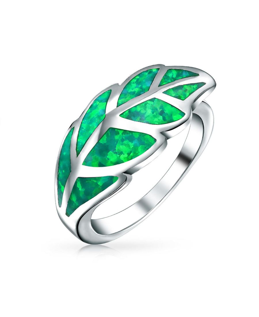 

Кольцо Nature Leaf Green с искусственным опалом в форме листа, серебро 925 пробы Bling Jewelry, Green