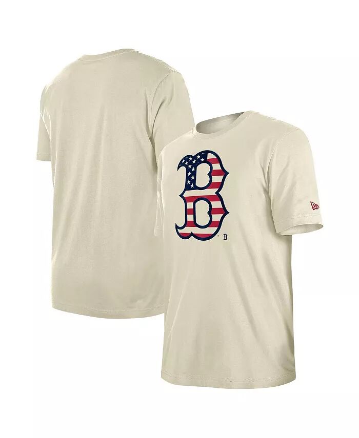 

Мужская кремовая футболка Boston Red Sox с принтом флага 4 июля New Era