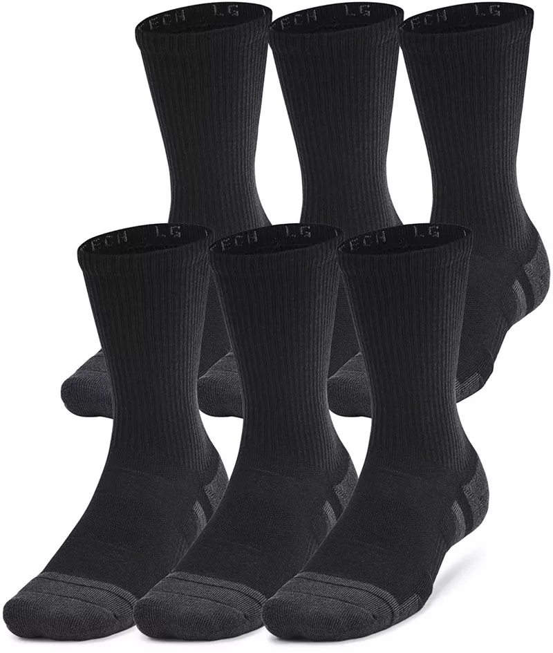 

Носки унисекс Under Armour UA Performance Tech Crew — 6 шт, черный/серый