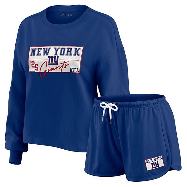 

Женский лонгслив и шорты для отдыха Royal New York Giants Heavy Rugby Wear By Erin Andrews