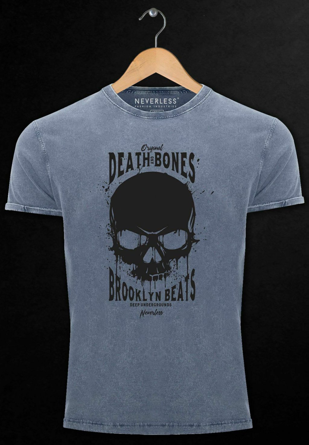 

Футболка с принтом VINTAGE PRINT SKULL DEATH A Neverless, синий