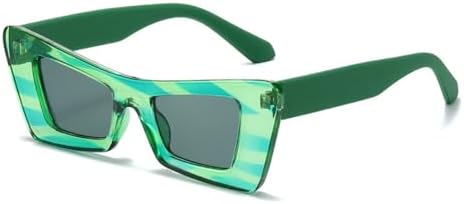 

Популярные модные солнцезащитные очки контрастных цветов для женщин и мужчин в стиле ретро, ​​желто-зеленые солнцезащитные очки с защитой от УФ-излучения UV400 MTZJH, Green Stripe Grey