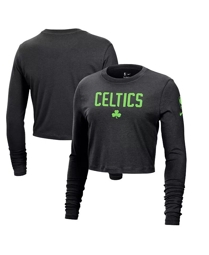 

Женская черная футболка Boston Celtics 2024/25 City Edition Essential Logo Slim Fit с длинным рукавом укороченная Nike