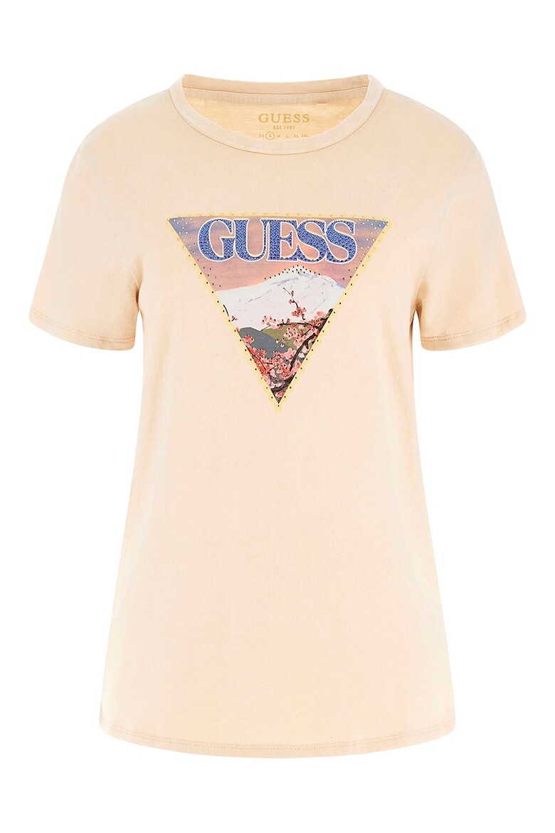 

Футболка с принтом и декоративными камнями Guess, оранжевый