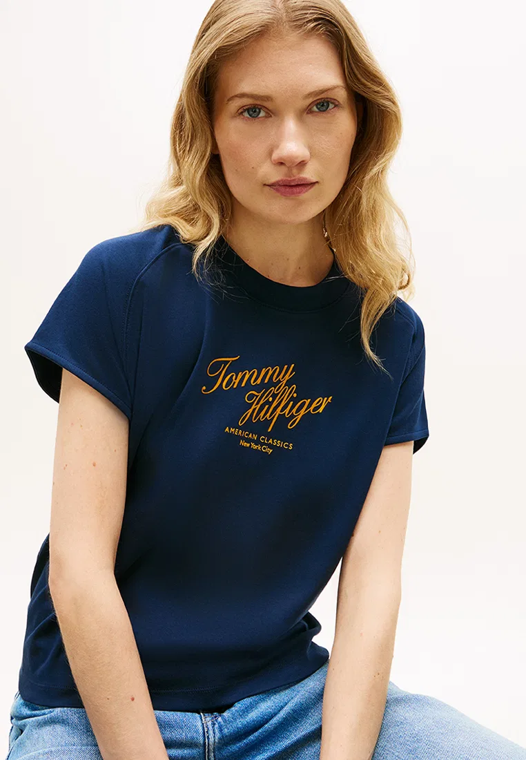 Футболка, Seasonal Script Tee, TH Mainline Tommy Hilfiger, темно-синий — фото 3